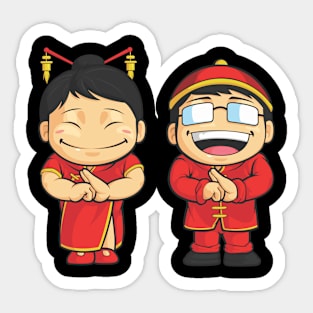 Chinese Boy and Girl Sticker